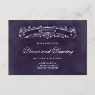 Cartão De Informações Placa de Recepção de casamento Rústica - Roxo