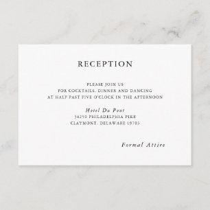 Cartão De Informações Placa de Recepção de casamento Simples e Moderna