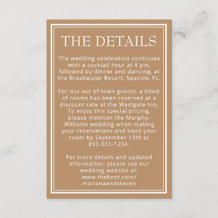 Cartão De Informações Placa de receptáculo bege moderno