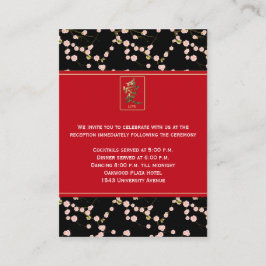 Cartão De Informações Placa de receptáculo Black and Red Cherry Blossoms