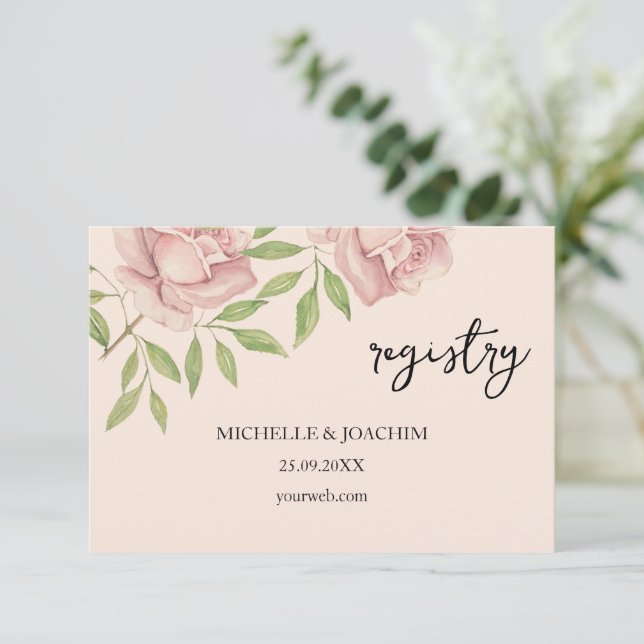 Cartão De Informações Placa de receptáculo de arte em aquarela rosa rosa (Em pé/Frente)