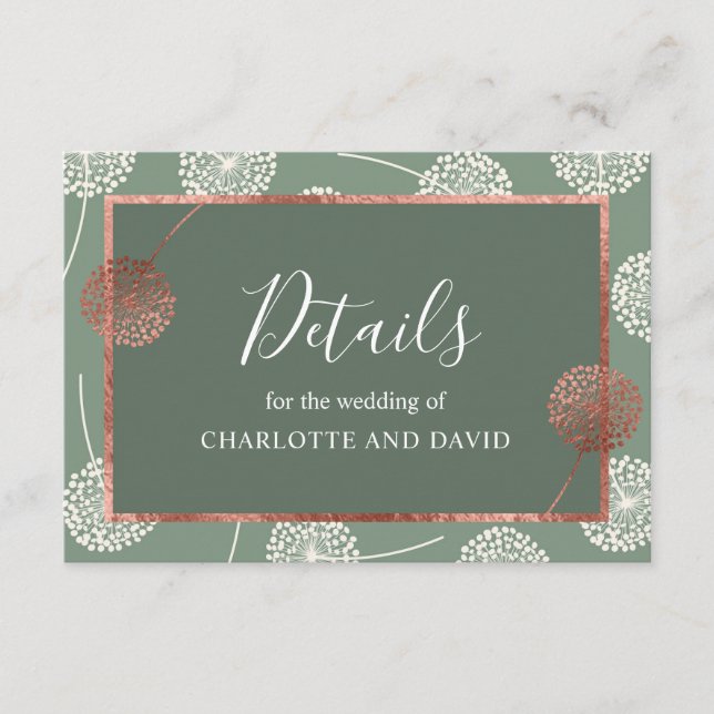 Cartão De Informações Placa de receptáculo de Dandelion Verde de Sage Mo (Frente)