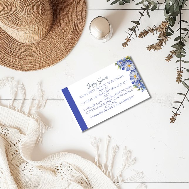 Cartão De Informações Placa de receptáculo do Chá Floral Azul Moderno (Criador carregado)