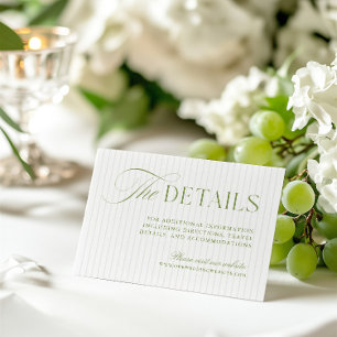 Cartão De Informações Placa de receptáculo do site de casamento Sage Gre
