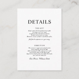 Cartão De Informações Placa de receptáculo minimalista clássico