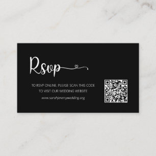 Cartão De Informações Placa de receptáculo RSVP de Casamento Preto Simpl