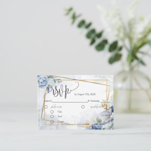 Cartão De Informações Placa de receptáculo RSVP de Flores Azuis Gordas