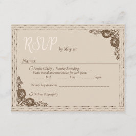 Cartão De Informações Placa de receptáculo RSVP de ornamentado bege Eleg