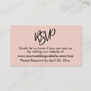 Cartão De Informações Placa de receptáculo RSVP Rosa Simples e Leve