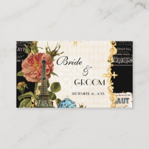 Cartão De Informações Placa de registro de presente de Rosa de torre Eif