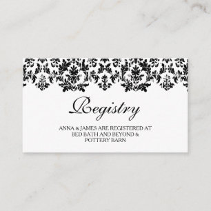 Cartão De Informações Placa de Registro do Casamento tema damasco de Vin