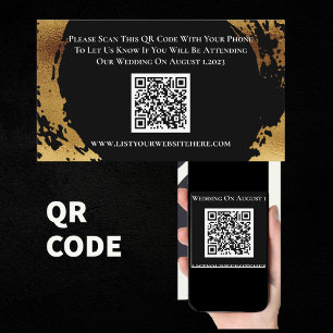 Cartão De Informações Placa de resposta de código QR RSVP Preto Dourado