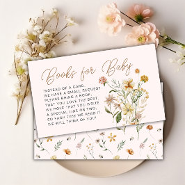 Cartão De Informações Placa de Solicitação de Chá de fraldas Floral Rosa