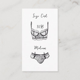 Cartão De Informações Placa de tamanho do Chá lingerie Placa de Lingerie