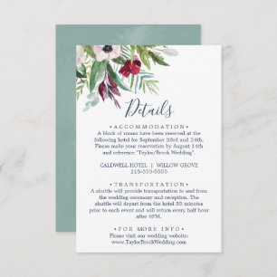 Cartão De Informações Placa do gabinete de detalhes da brisa tropical