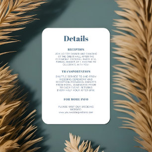 Cartão De Informações Placa do gabinete de detalhes da Recepção de casam