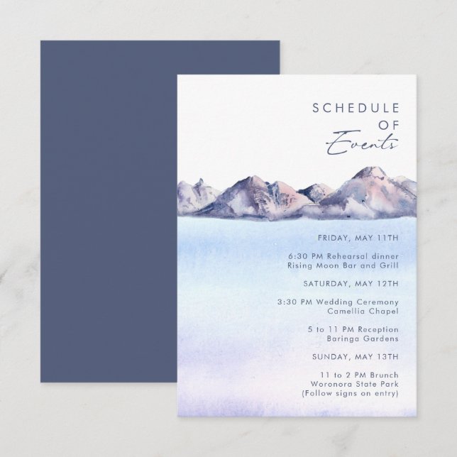 Cartão De Informações Placa do gabinete de eventos da Montanha de invern (Frente/Verso)