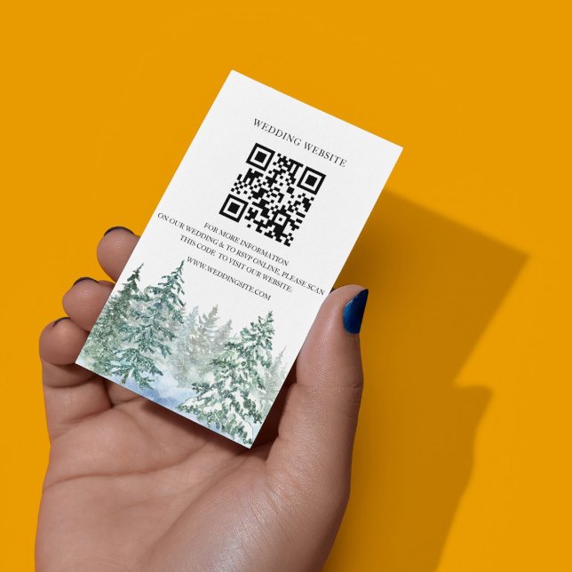 Cartão De Informações Placa do Site Botânico Pine Trees Lanterna (Winter Rustic Pine Trees Lantern Botanical Wedding Party Supplies)