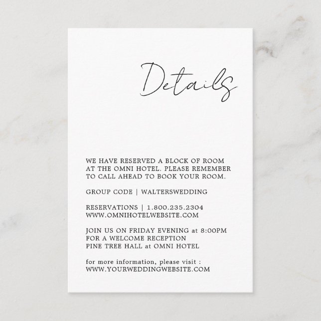 Cartão De Informações Placa mínima de gabinete preto e branco (Frente)