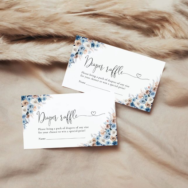 Cartão De Informações Placa Raffel de Fralda Floral Blue Boho (Criador carregado)