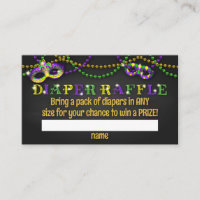 Placa Raffle Chá de fraldas de Fralda Mardi Gras