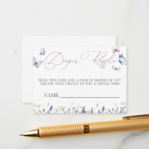 Cartão De Informações Placa Raffle Chá de fraldas Fralda de Borboleta Ro