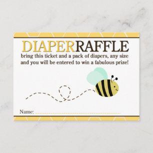 Cartão De Informações Placa Raffle de Fralda de Abelhas de Bumble