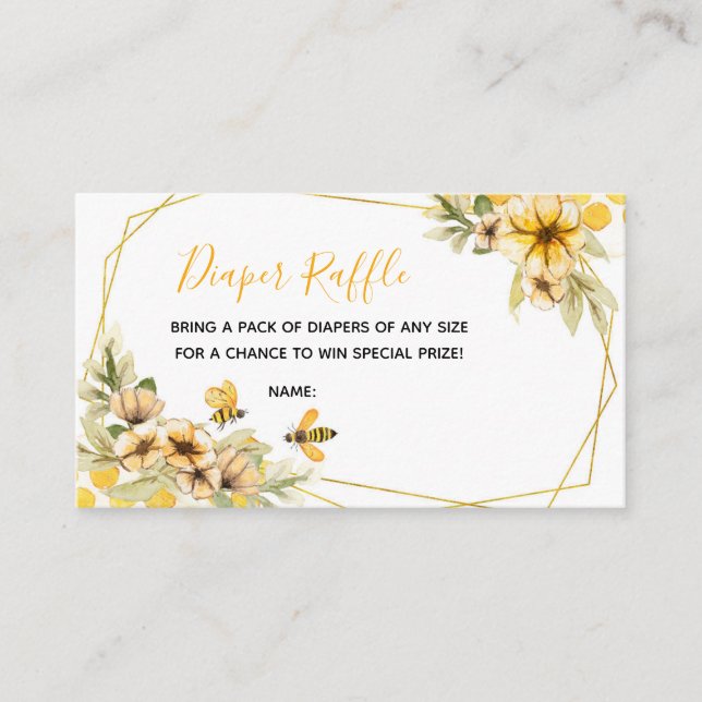 Cartão De Informações Placa Raffle de Fralda de Chá de fraldas Botânica  (Frente)