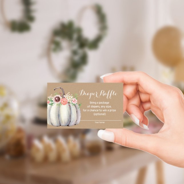Cartão De Informações Placa Raffle de Fralda de Chá de fraldas de queda  (Criador carregado)