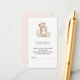 Cartão De Informações Placa Raffle de Fralda de Chá de fraldas Elefante