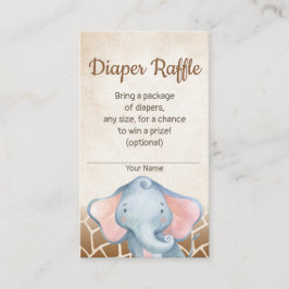 Cartão De Informações Placa Raffle de Fralda de Elefante Selva