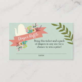 Cartão De Informações Placa Raffle de Fralda de Tea Party