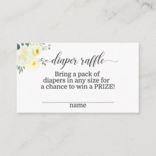Cartão De Informações Placa Raffle de Fralda Floral Amarela Elegante