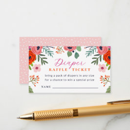 Cartão De Informações Placa Raffle de Fralda Floral Brilhante