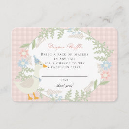 Cartão De Informações Placa Raffle de Fralda Floral Gingham Gingham Bobo