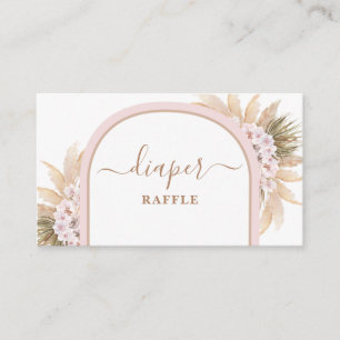 Cartão De Informações Placa Raffle de Fralda Grass Boho Rosa Pampas
