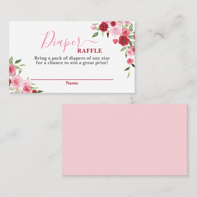 Cartão De Informações Placa Raffle Fralda Chá de fraldas namorados (Frente/Verso)