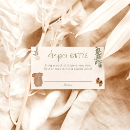 Cartão De Informações Placa Raffle fralda, Chá de fraldas Neutro Verde S