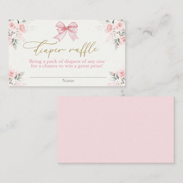 Cartão De Informações Placa Raffle Fralda chá de fraldas Rapariga com ar (Frente/Verso)