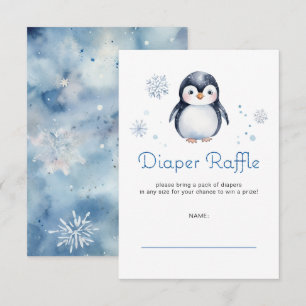 Cartão De Informações Placa Raffle Fralda pinguim - Tema de inverno