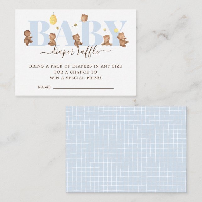 Cartão De Informações Placa receptáculo de Fralda do urso de mel (Frente/Verso)