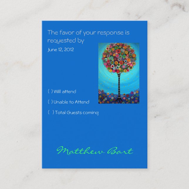 Cartão De Informações Placa RSVP (Frente)