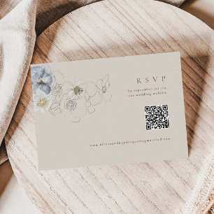 Cartão De Informações Placa RSVP Boho Botânica com código QR