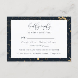 Cartão De Informações Placa RSVP Celestial Sun e Moon Stars