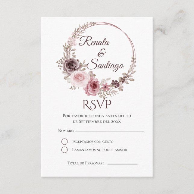 Cartão De Informações Placa RSVP de Casamento Boho Espanhol (Frente)