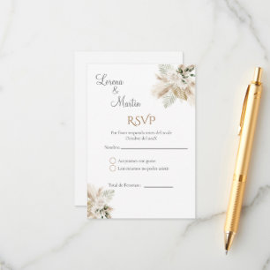 Cartão De Informações Placa RSVP de Casamento Boho Espanhol