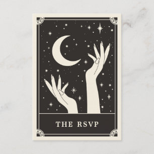 Cartão De Informações Placa RSVP de Casamento Celestial Boho Tarot moon