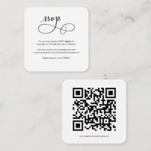 Cartão De Informações Placa RSVP de Casamento de Código QR de Script de