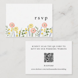 Cartão De Informações Placa RSVP de Casamento de Código QR Floral