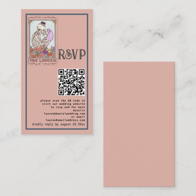 Cartão De Informações Placa RSVP de Casamento de QR para Amantes de Taro (Frente/Verso)
